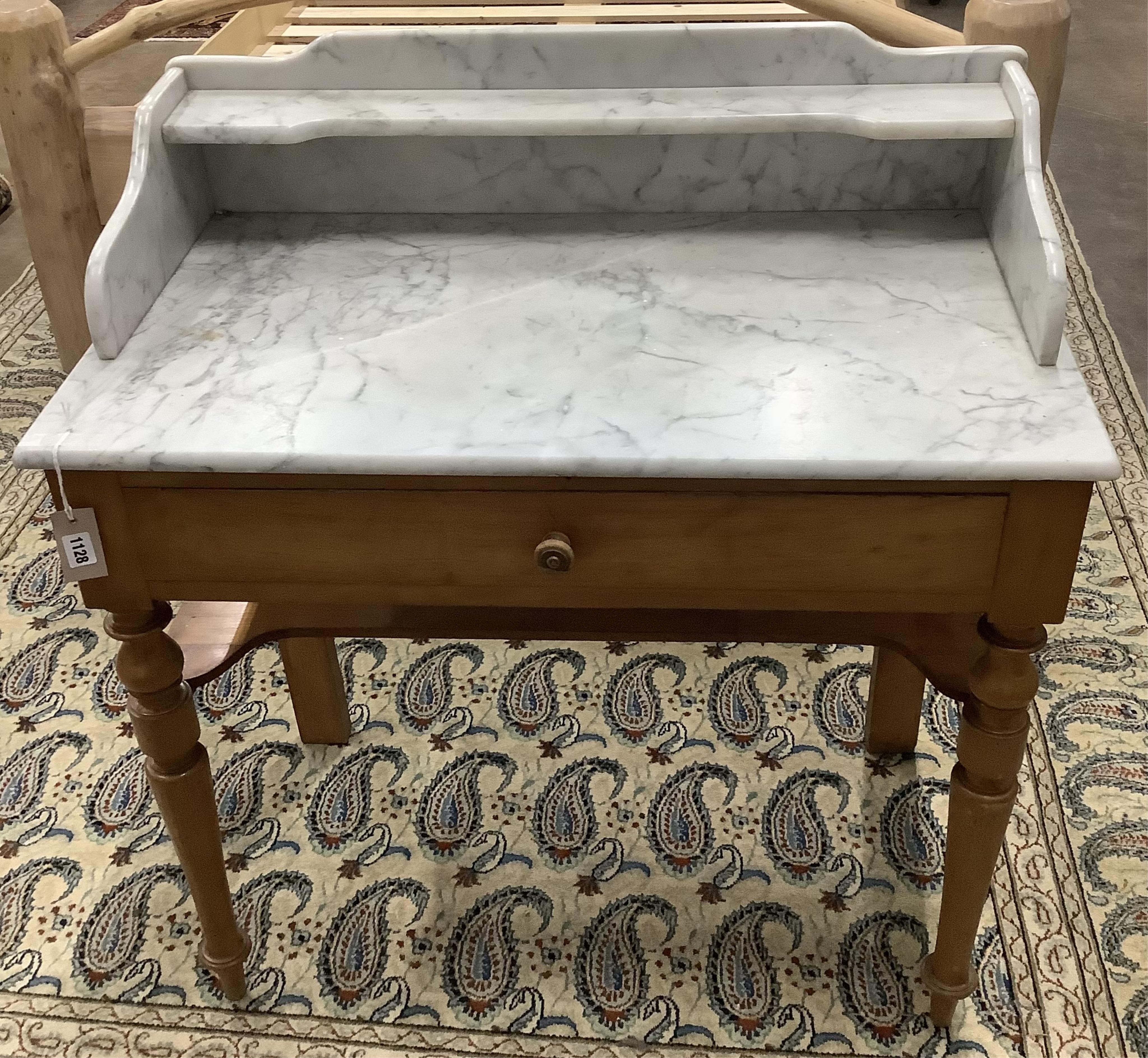 A 19th century French marble top wash stand, width 89cm, depth 50cm, height 92cm. Condition - fair